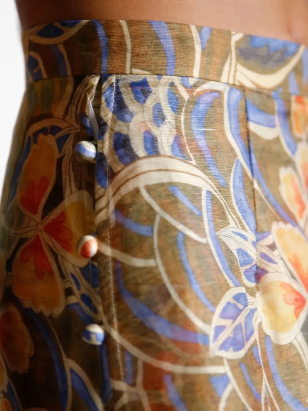 IXIAH Casablanca midi-rok met bloemenprint Blauw