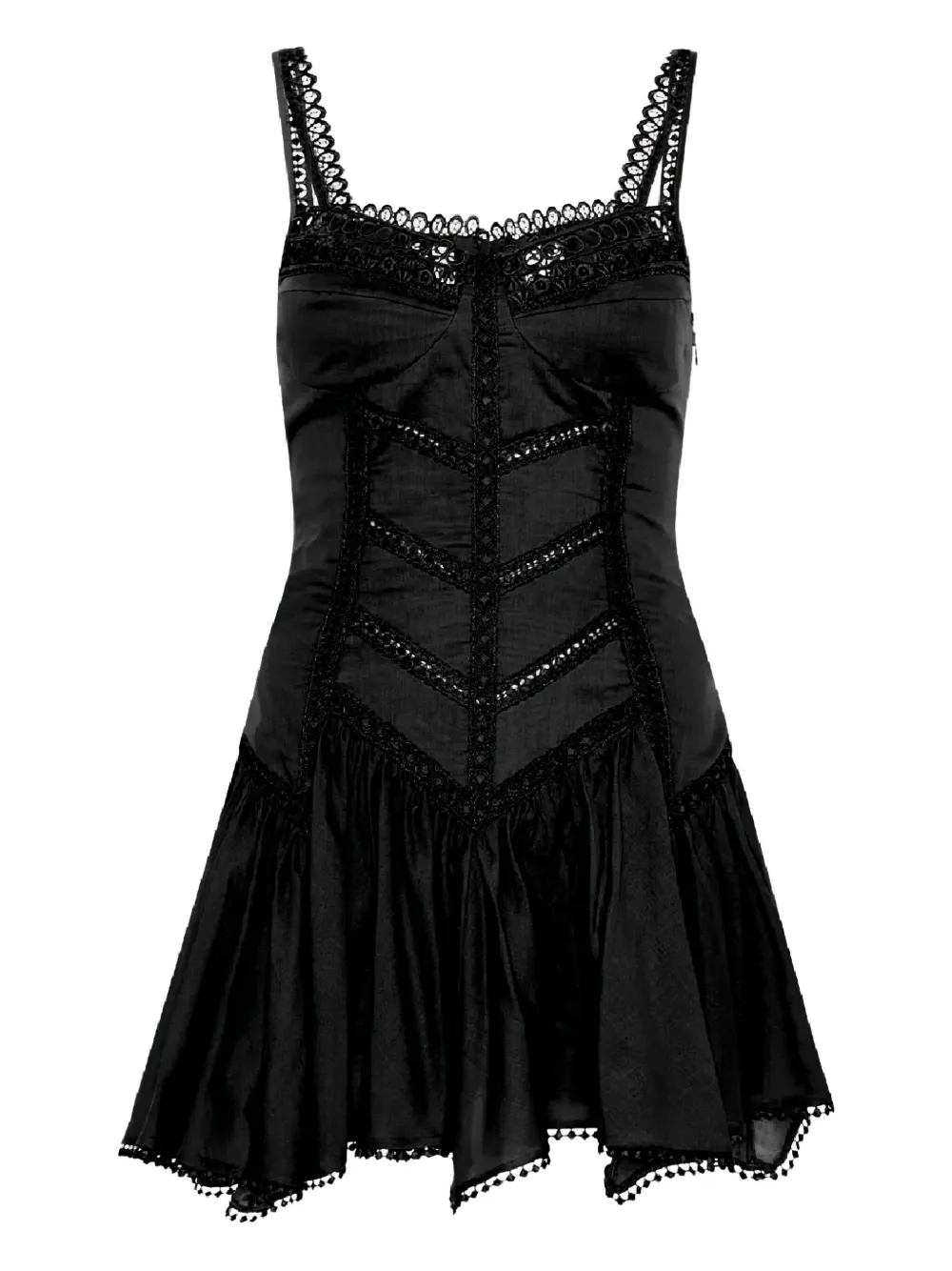 Charo Ruiz Lira Heart-neckline Ruffled Mini Dress In Black