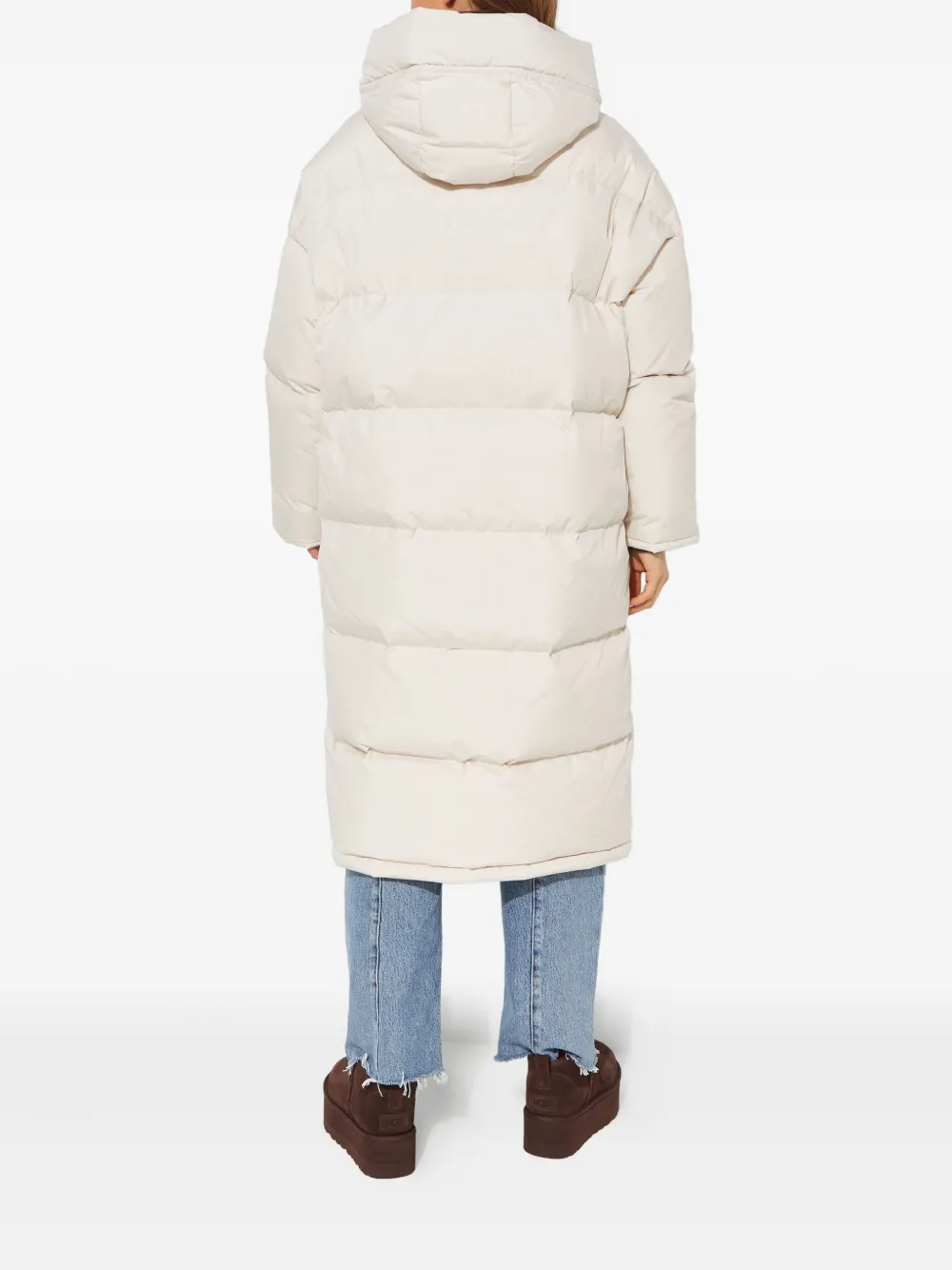 Yves Salomon Hooded Padded Coat In Neutral