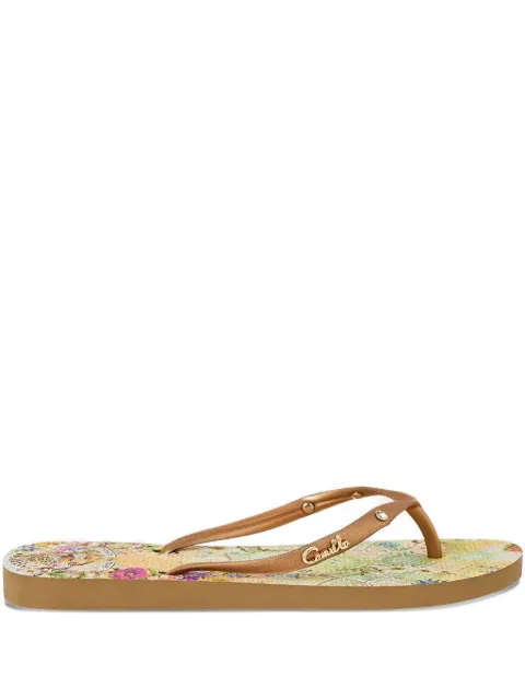 Camilla flip flops con apliques florales