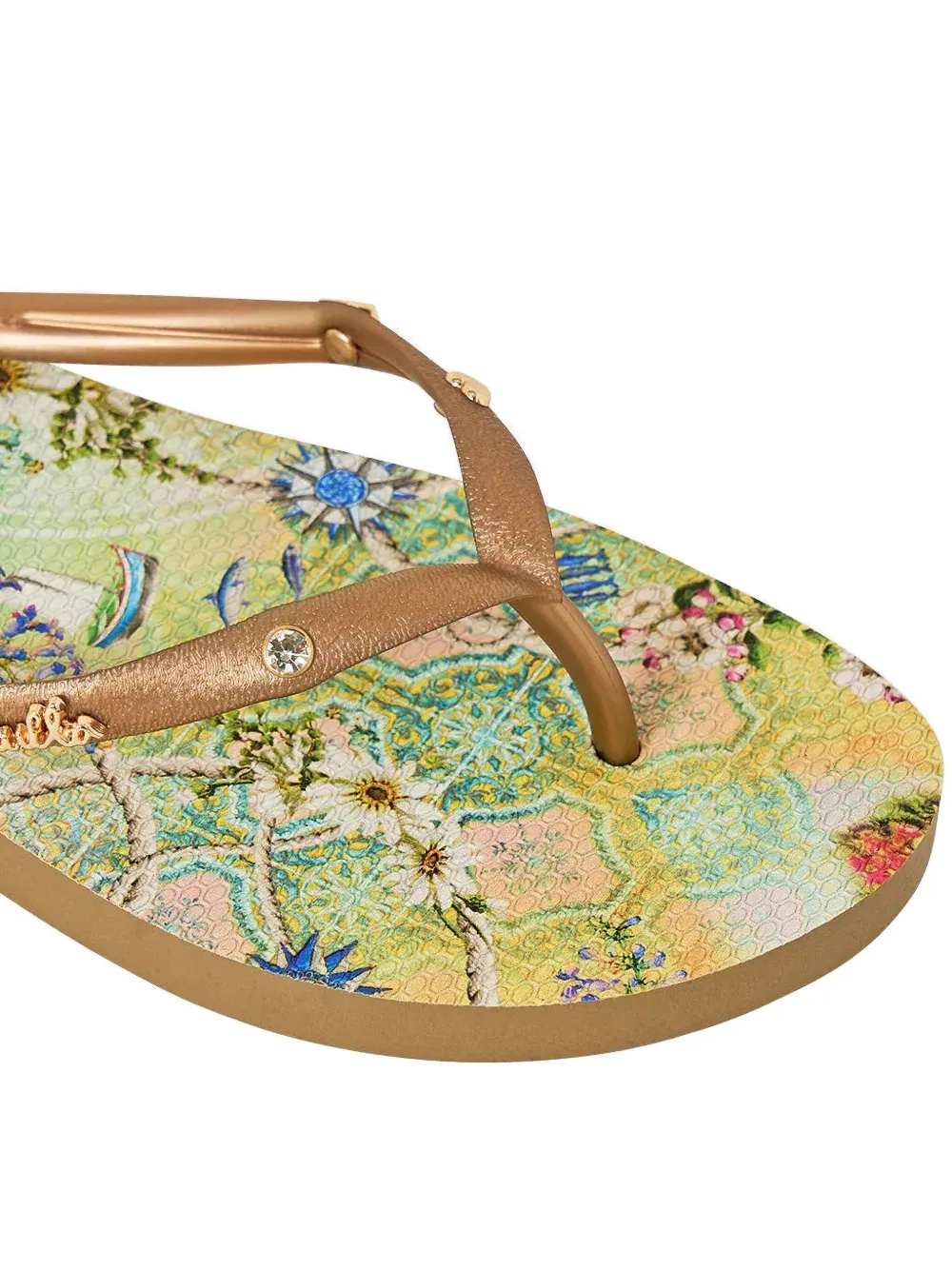 Camilla Floral Stud Flip-flops In Brown