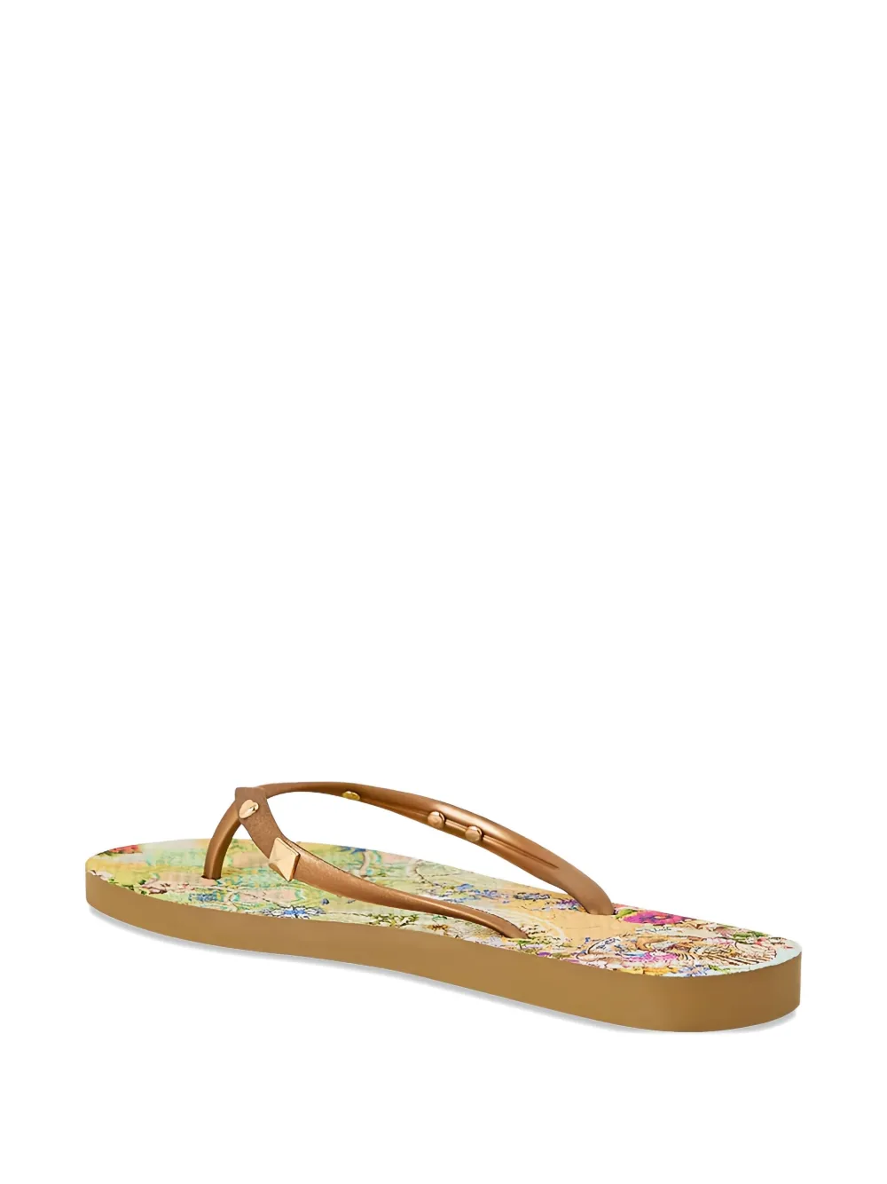 Camilla Floral Stud Flip-flops In Brown