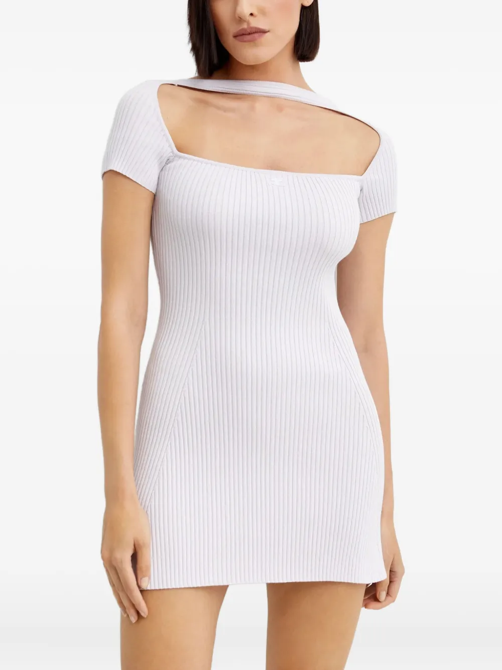 Courrèges Hyperbole geribbelde mini-jurk met borduurwerk Roze