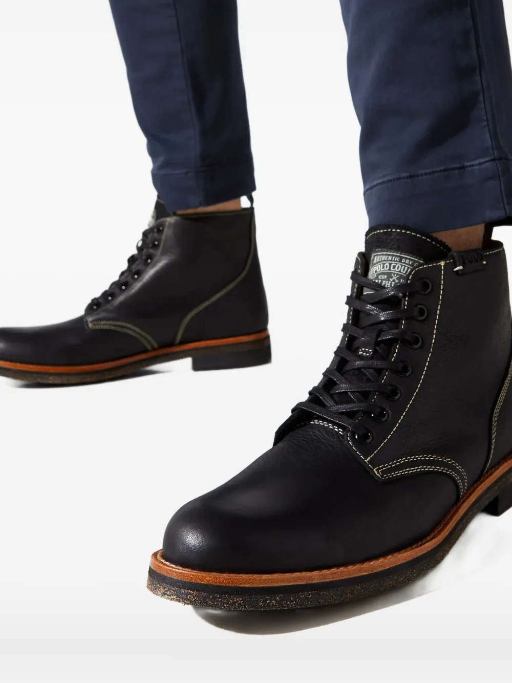 Polo Ralph Lauren Radford leren laarzen met ronde neus Zwart