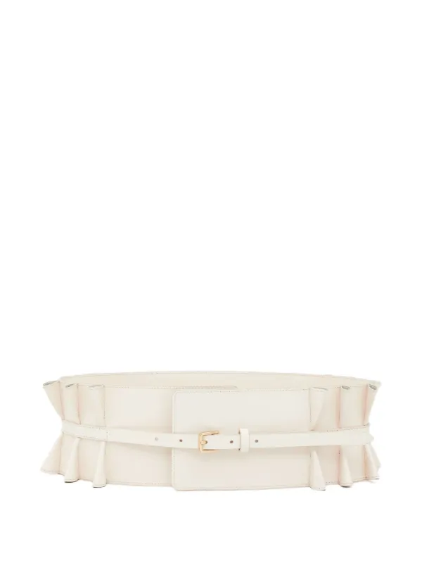 ZIMMERMANN Ruffled Leather Belt Neutrals FARFETCH PT