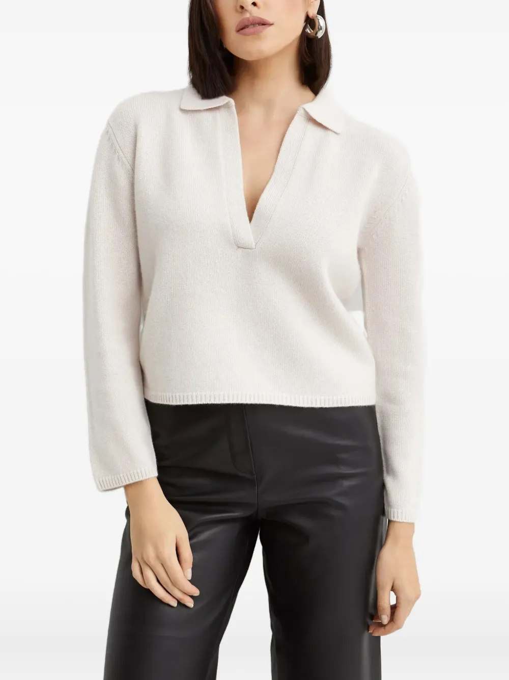 Yves Salomon Trui met V-hals Beige