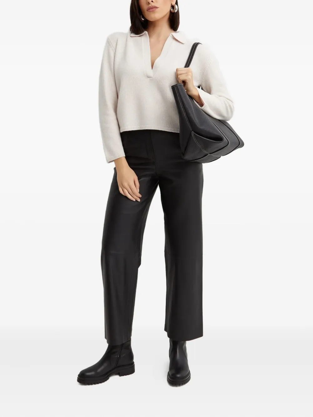 Yves Salomon Trui met V-hals Beige