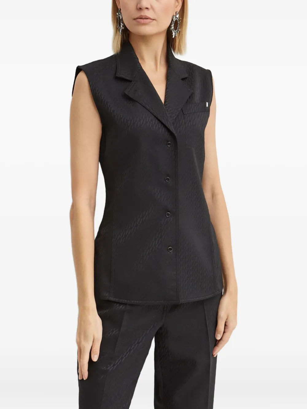 Helmut Lang Gilet met jacquard logo Zwart