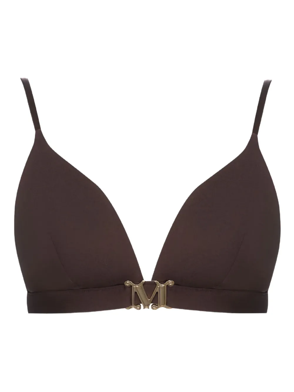 Max Mara Logo-letter Bikini Top In Brown
