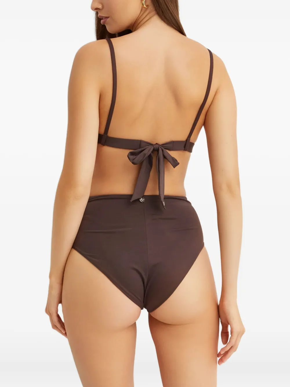 Max Mara Logo-letter Bikini Top In Brown