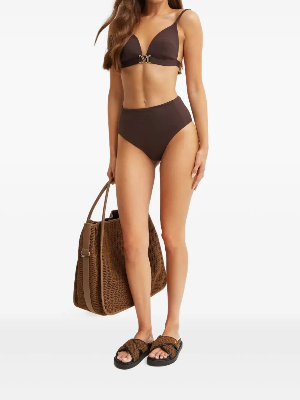 Max Mara Bikinitop met logo Bruin
