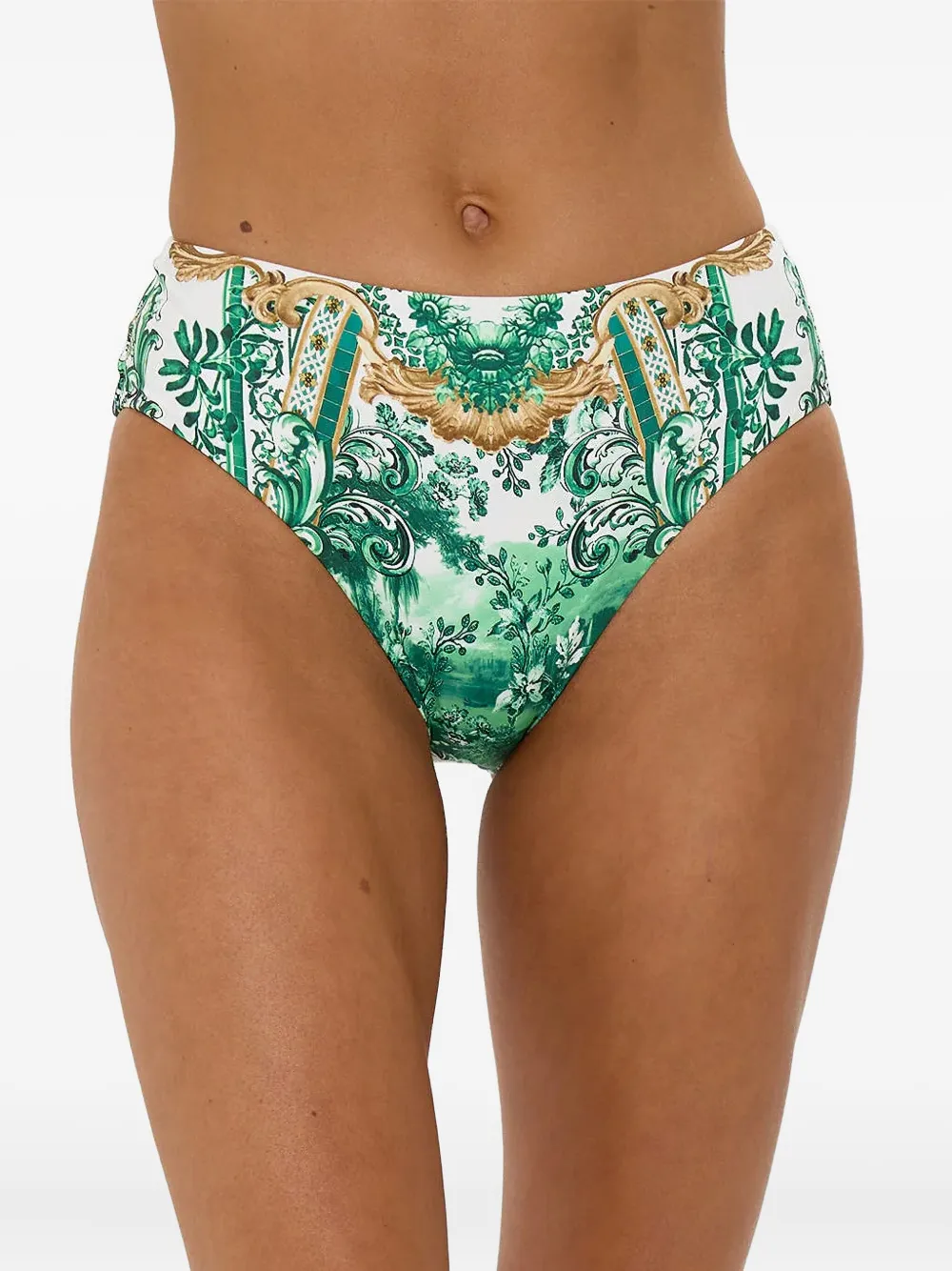 Camilla Corridor Of Calm Patterned Bikini Bottoms In Green