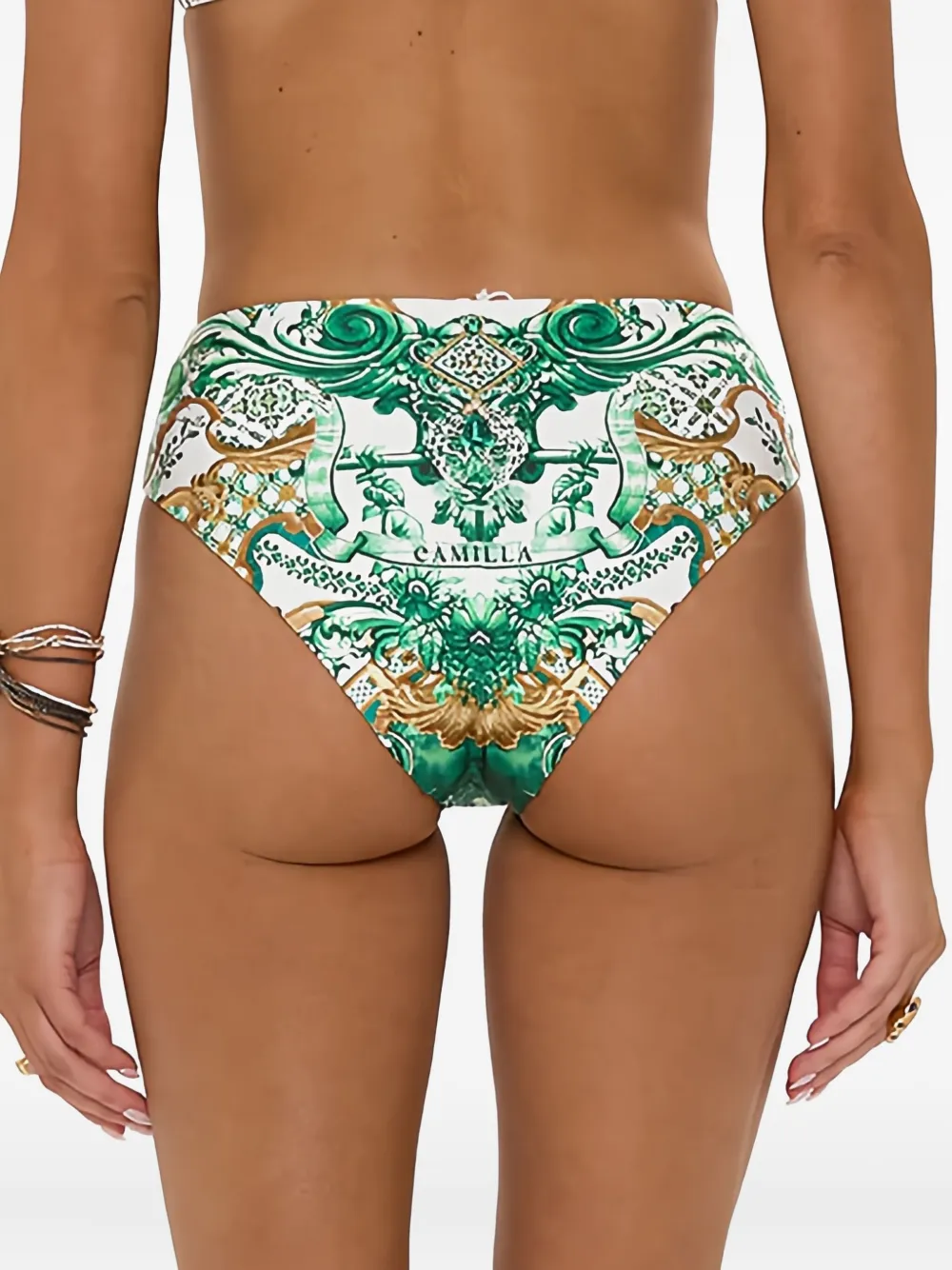 Camilla Corridor Of Calm Patterned Bikini Bottoms In Green