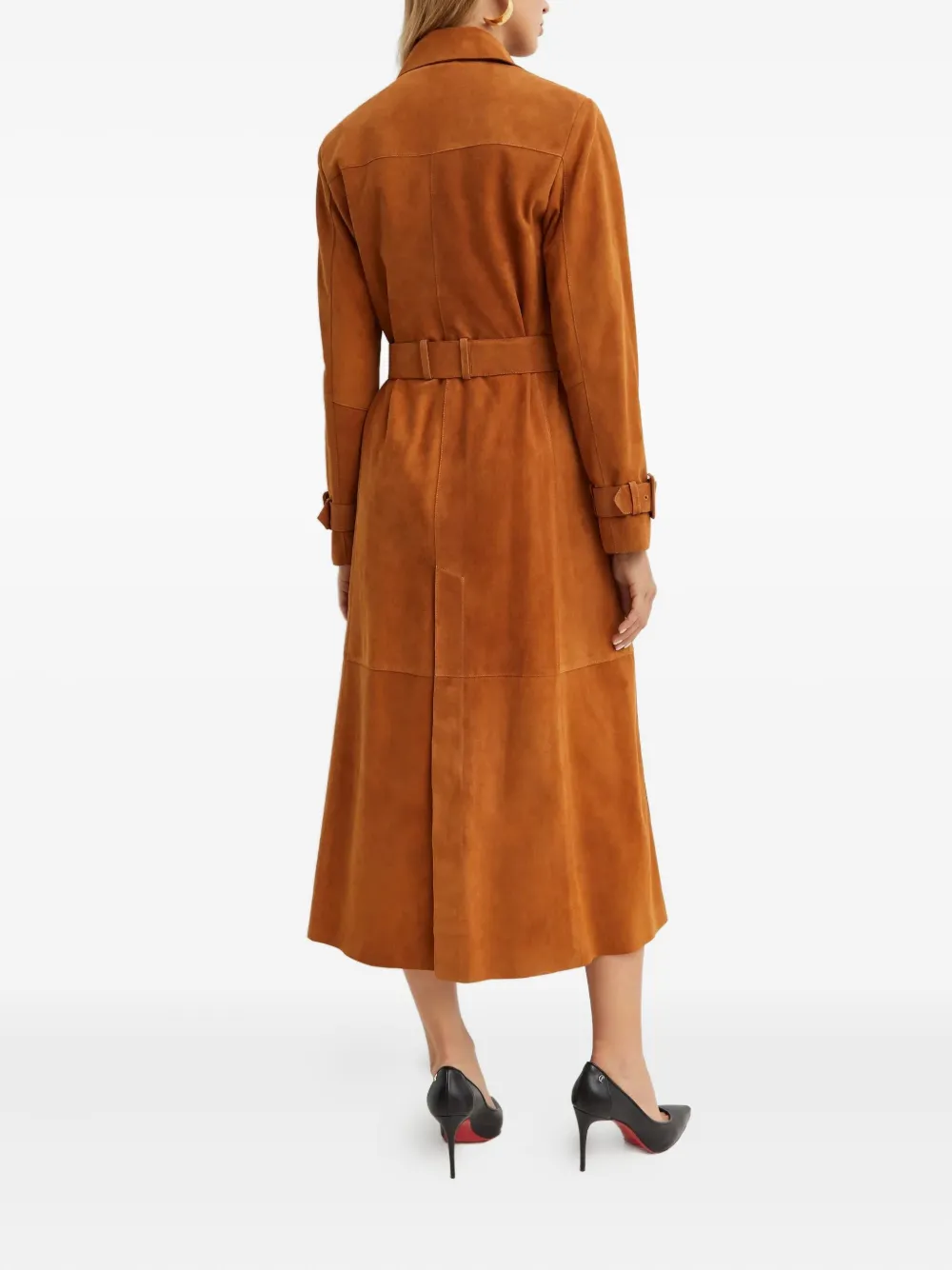 Nour Hammour Tate jas met dubbele rij knopen en ceintuur Bruin