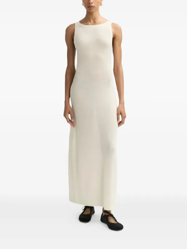 Soft Goat Round-Neck Maxi Dress - White