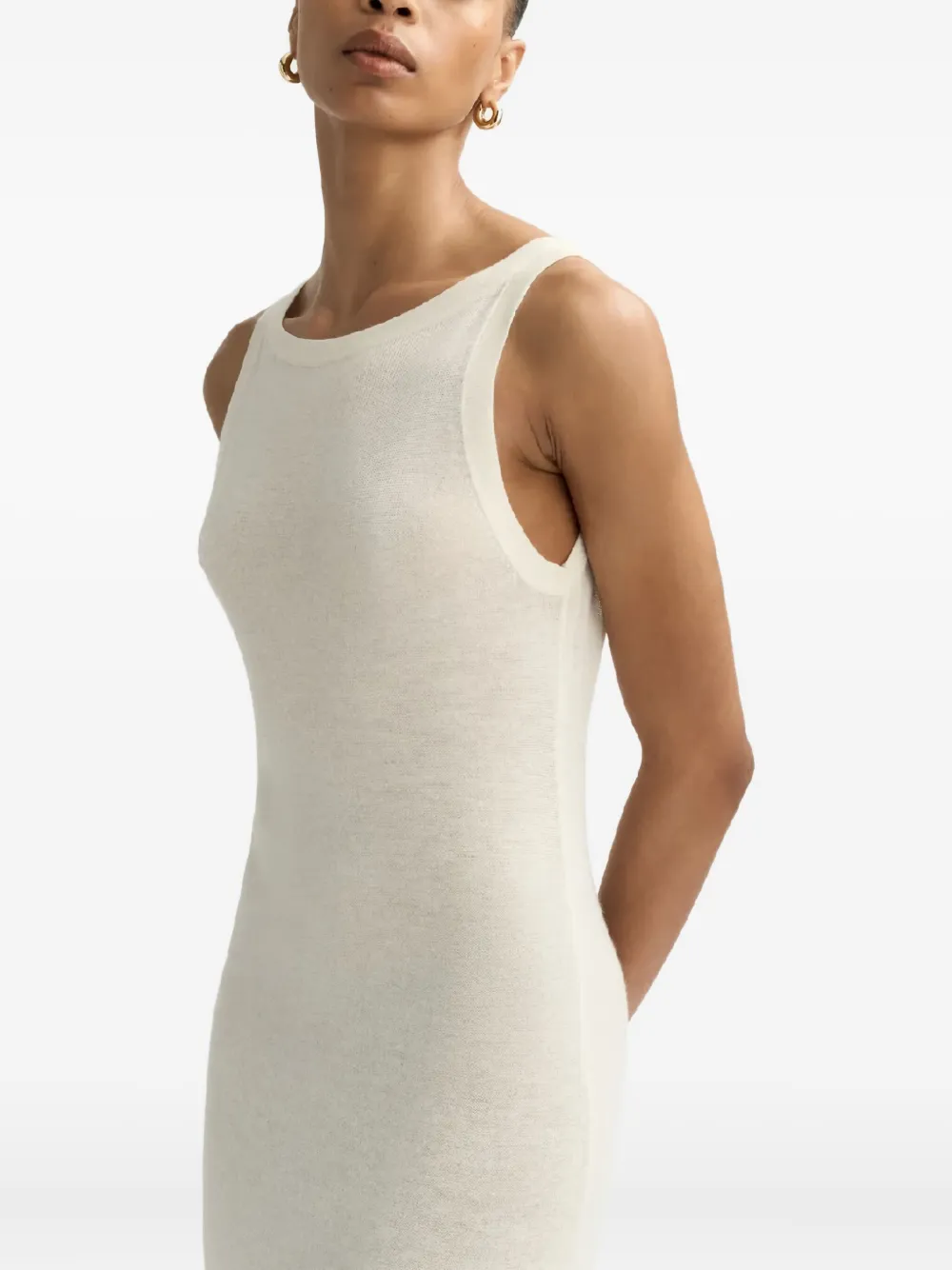 Soft Goat Round-neck Maxi Dress In White