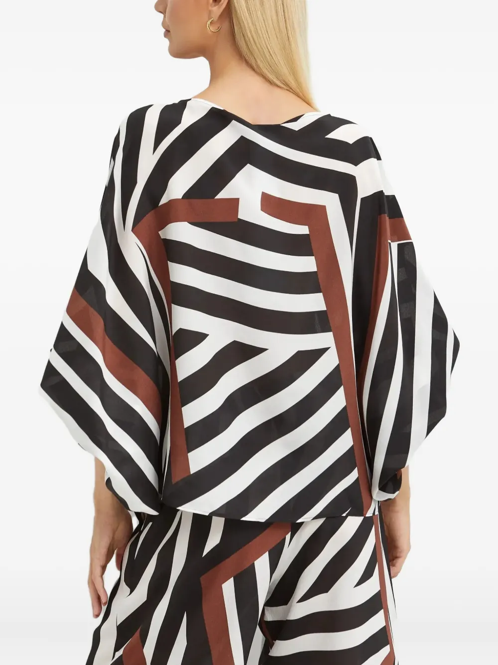 Max Mara Camino Asymmetric Striped Blouse In Multi