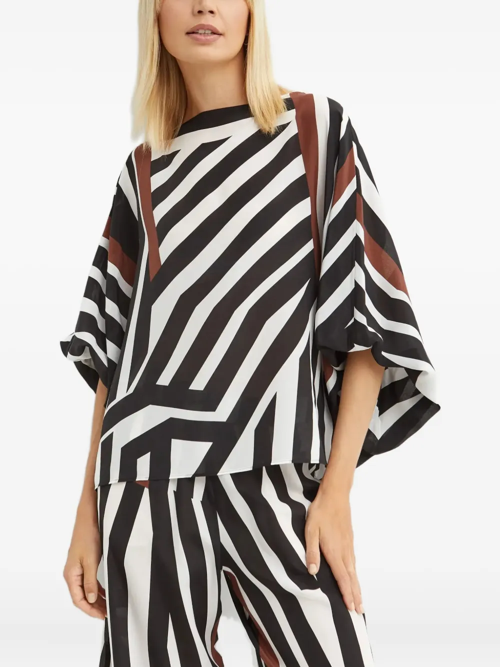 Max Mara Camino Asymmetric Striped Blouse In Multi