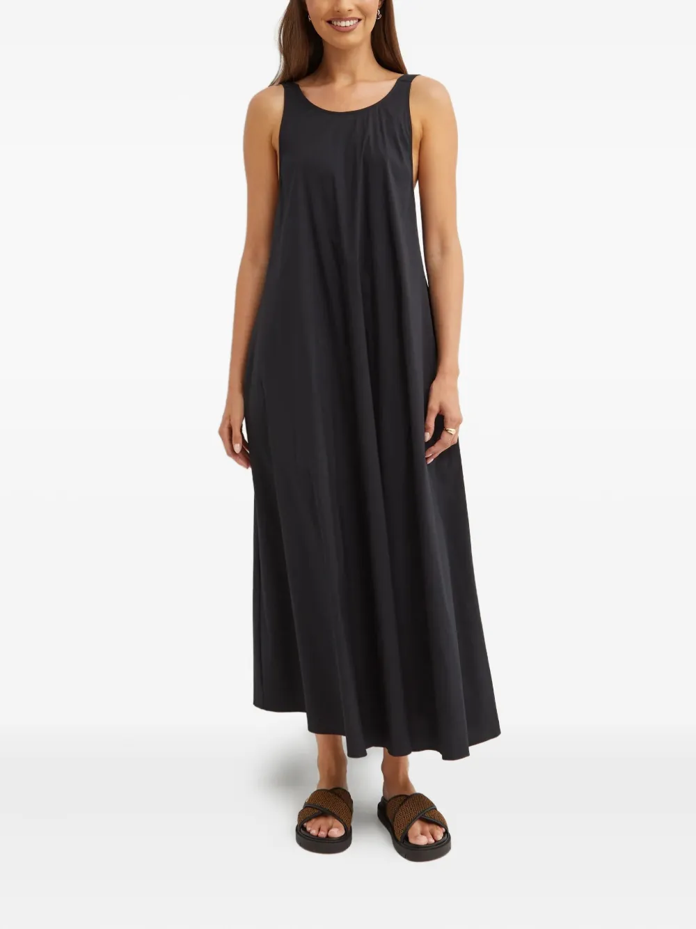 Max Mara Romea Sleeveless Tie-strap Midi Dress In Black