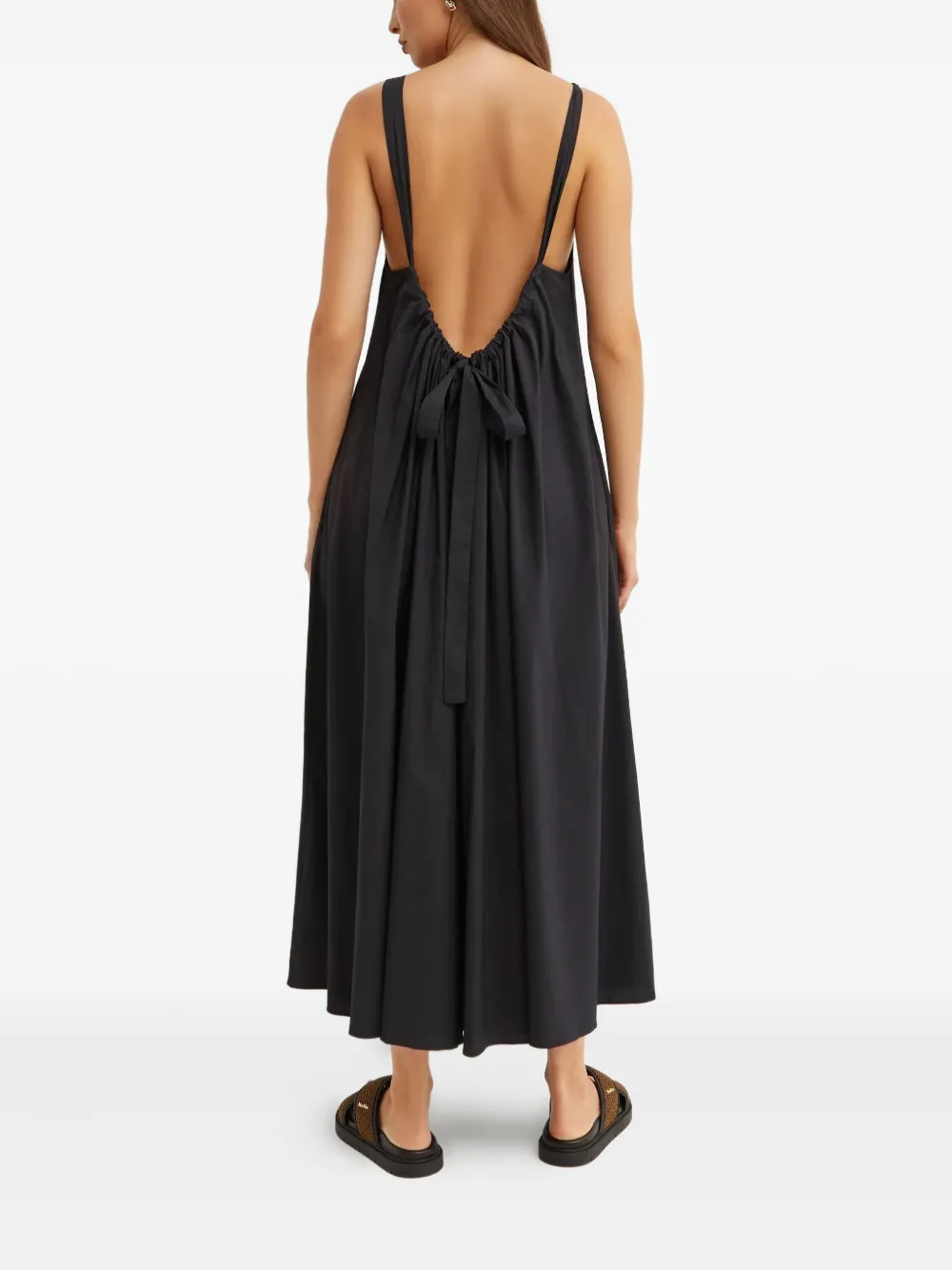 Max Mara Romea Sleeveless Tie-strap Midi Dress In Black