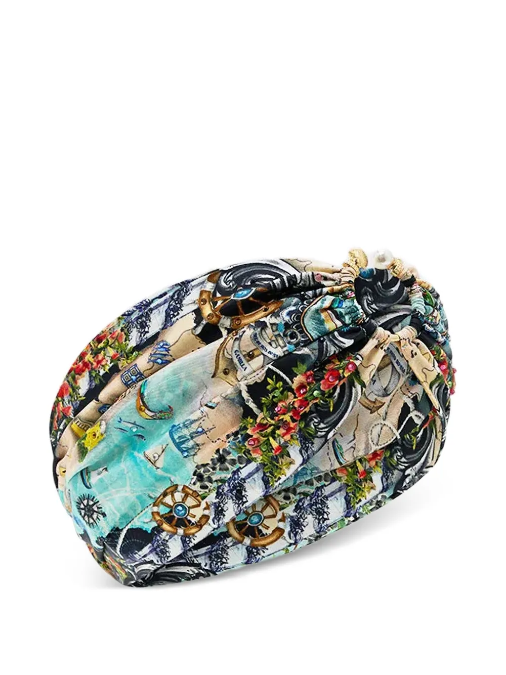 Camilla Haarband verfraaid met kristallen en print Blauw