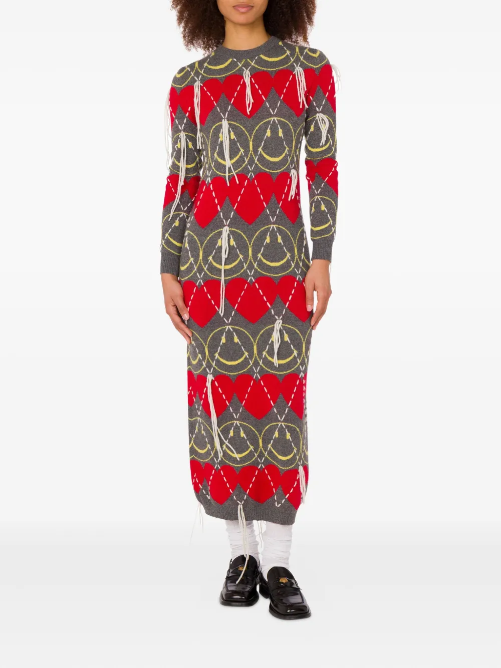 Moschino heart-pattern midi dress - Grijs