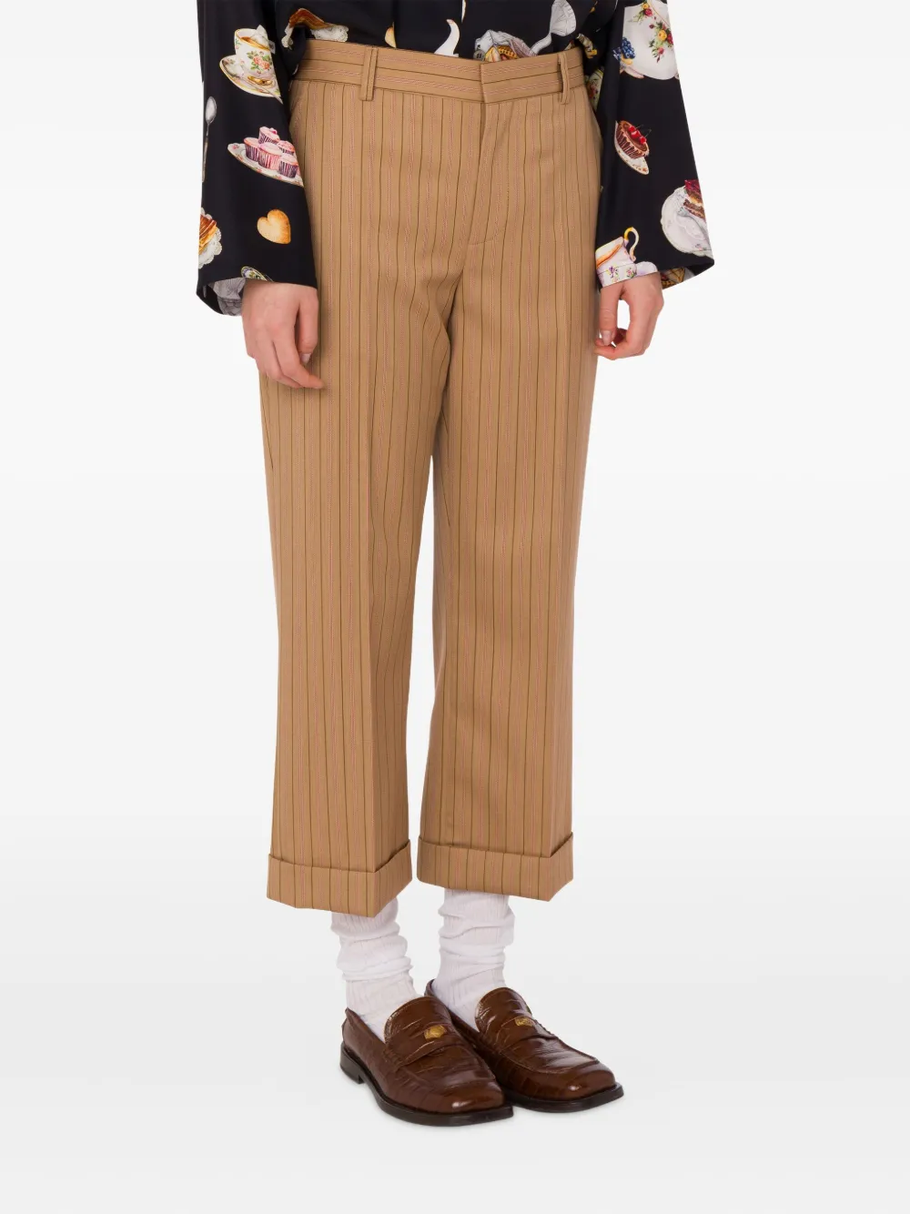 Moschino Broek met krijtstreep Bruin