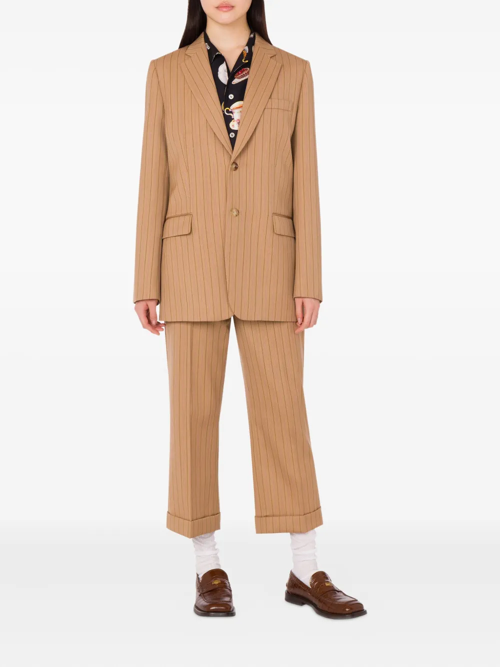 Moschino Pinstripe Blazer In Brown