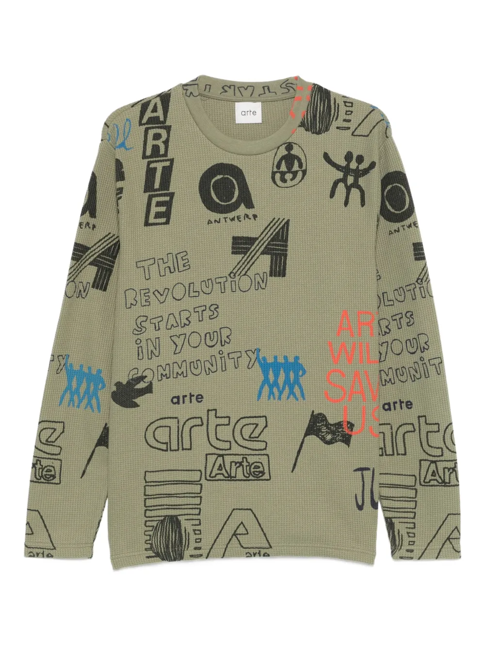 Arte Antwerp T-shirt con stampa grafica e maniche lunghe - Verde