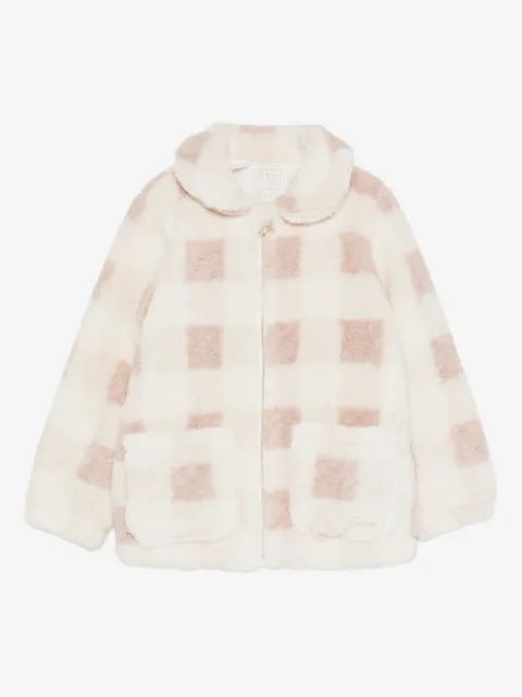 guess kids check-pattern pocket jacket