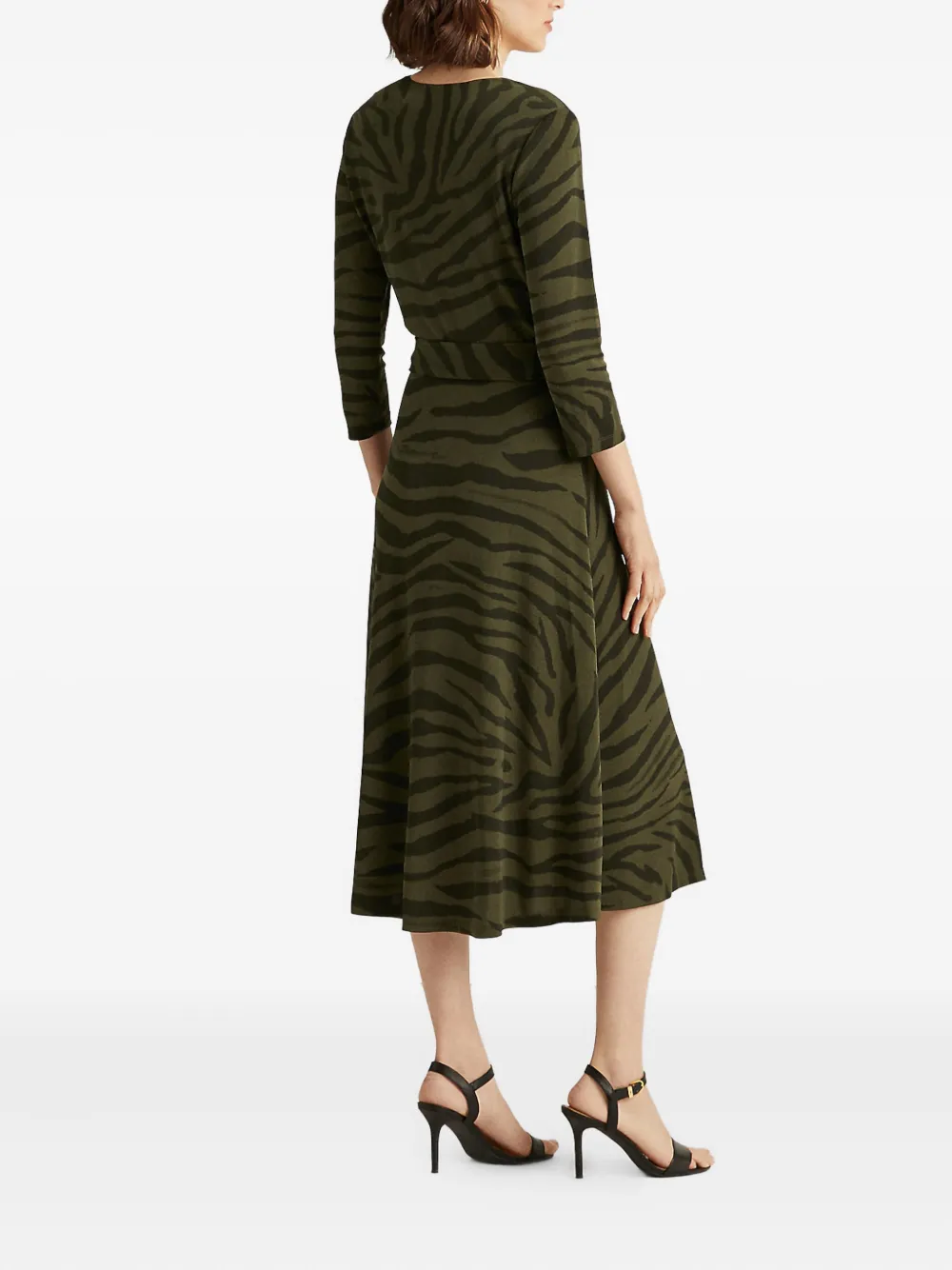 Ralph Lauren Zebra-print Midi Dress In Green
