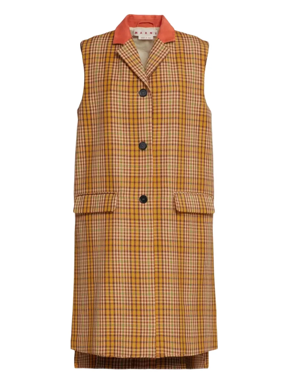 Marni Checked Gilet In Brown