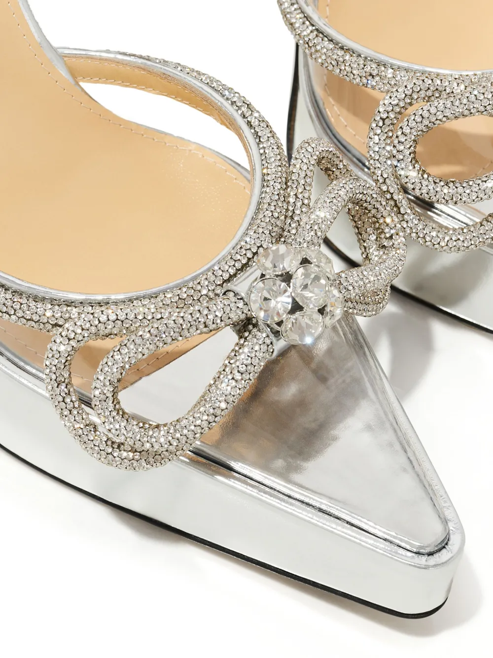  Mach & Mach 140mm Double Bow Platform Pumps - Silver 