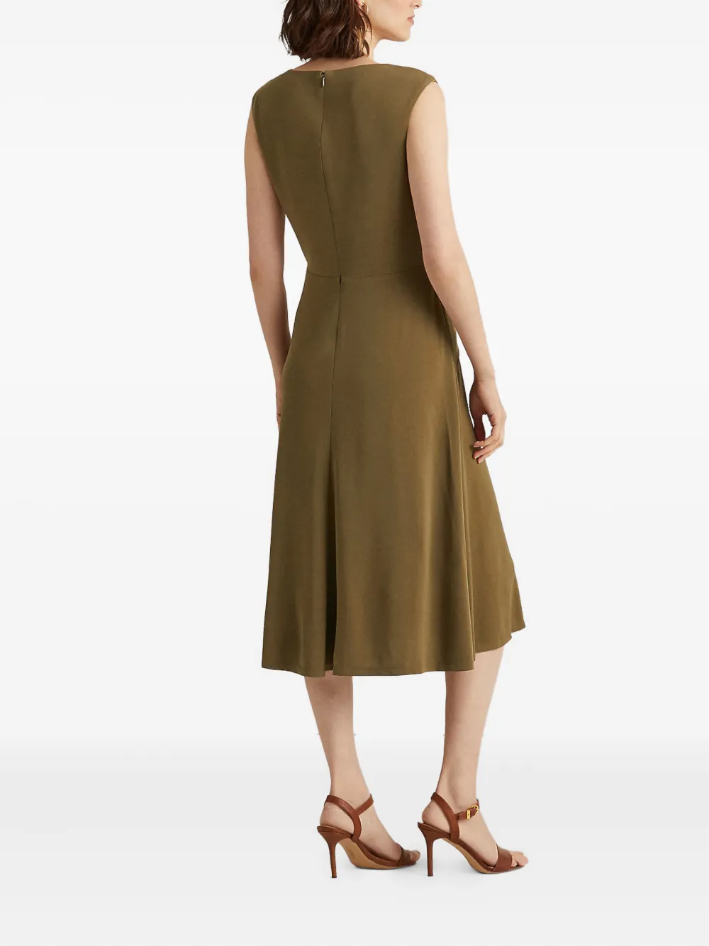 Ralph Lauren Twisted-detail Midi Dress In Green