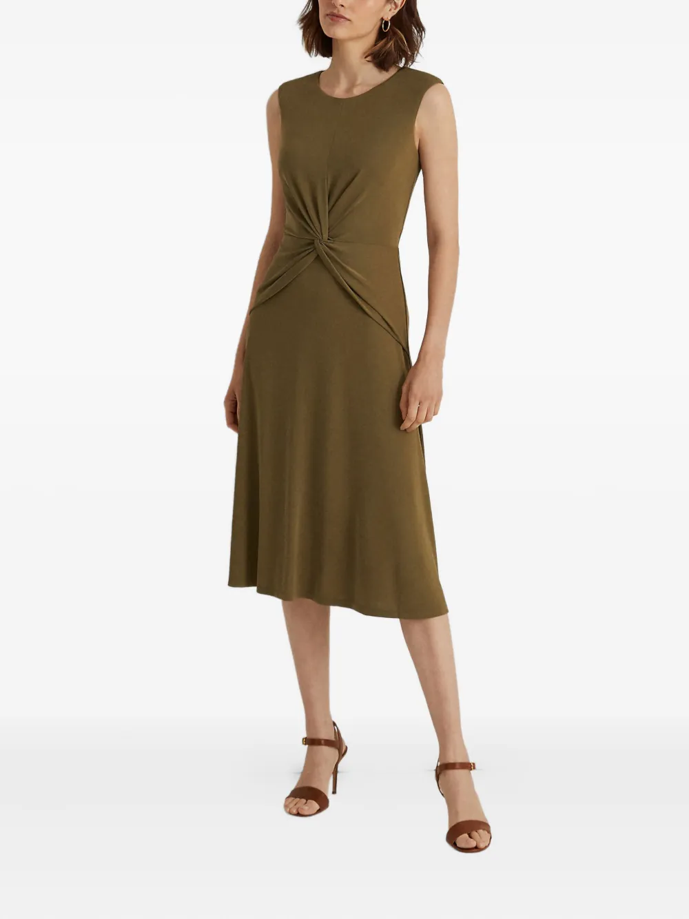 Ralph Lauren Twisted-detail Midi Dress In Green