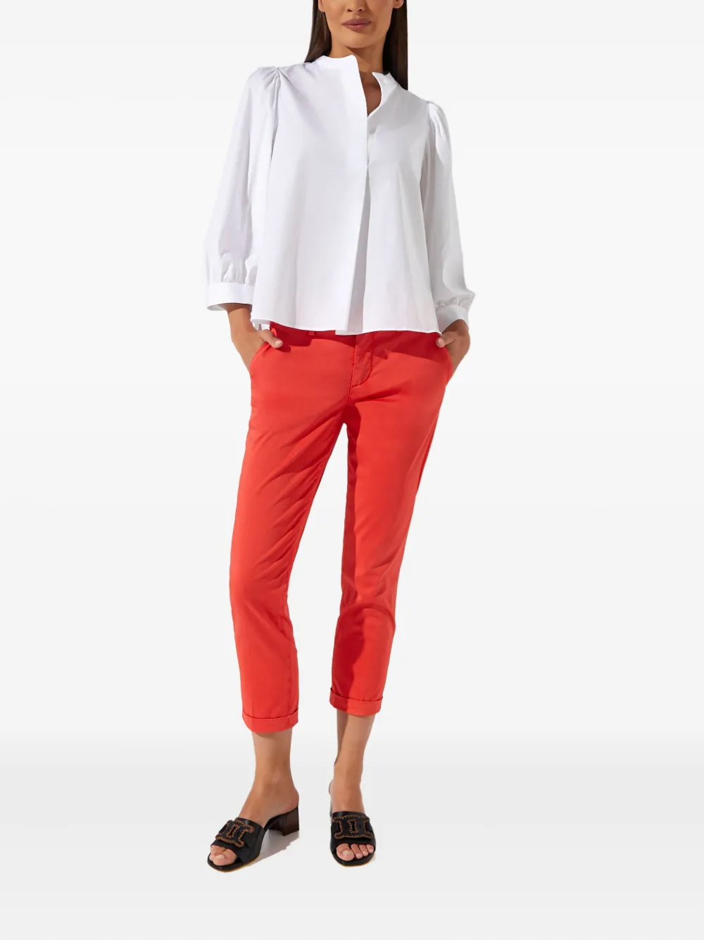 Fay Broek met opgerolde afwerking - Rood