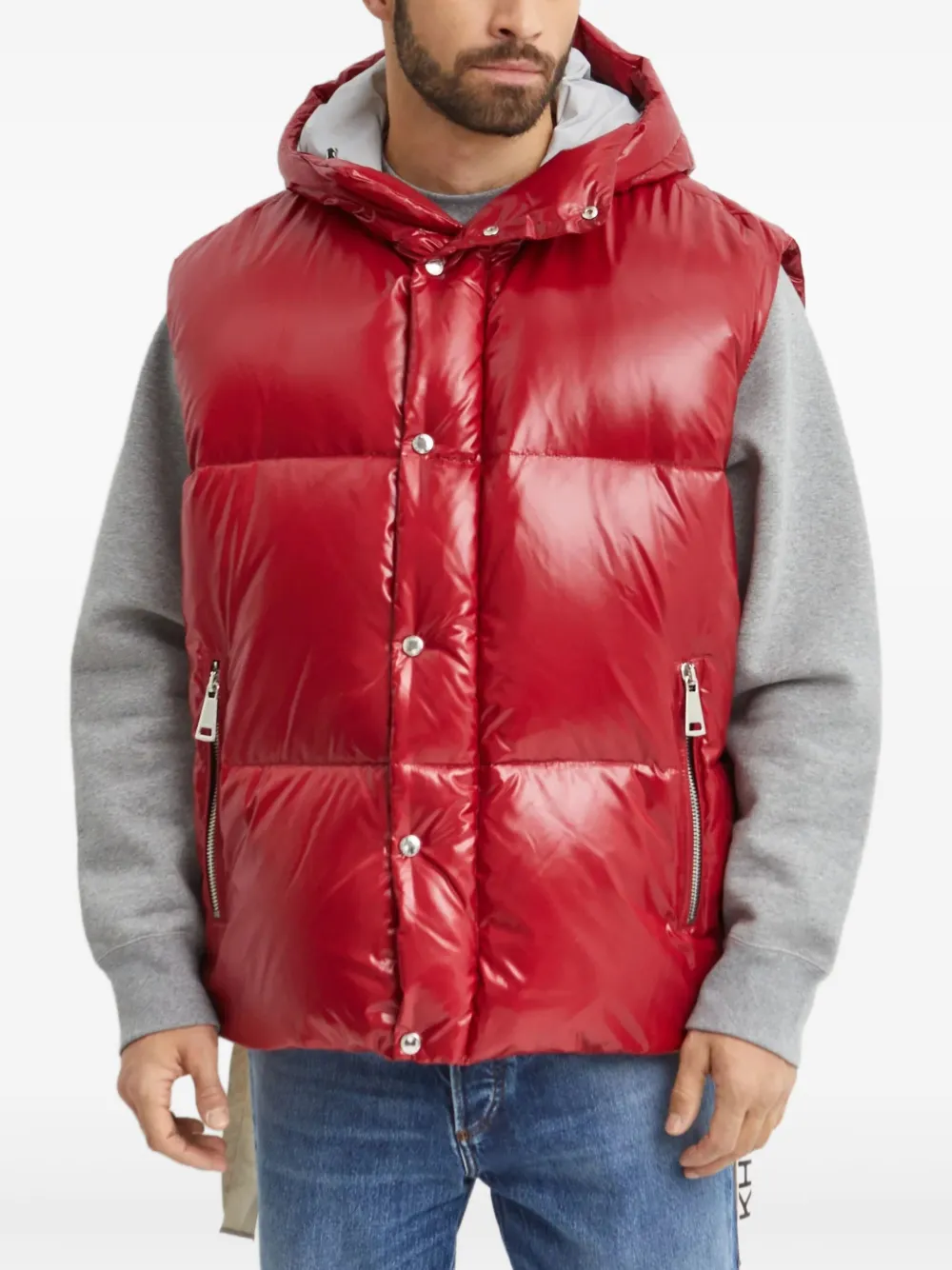 Khrisjoy Bodywarmer met capuchon en rits Rood