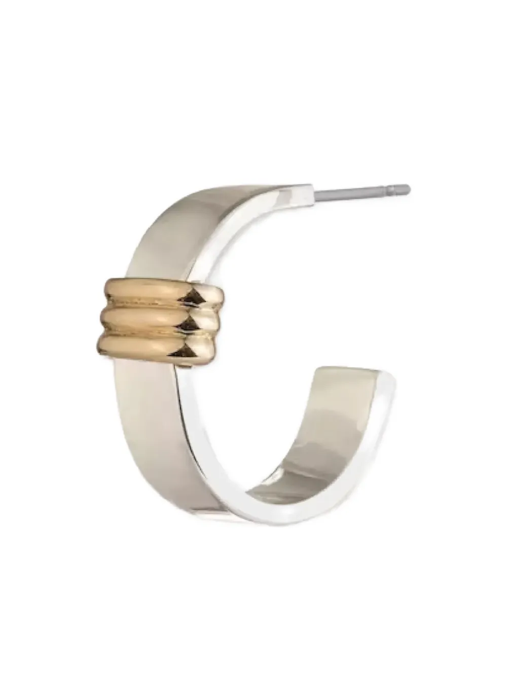 Lauren Ralph Lauren ribbed-detail half-hoop earrings - Zilver