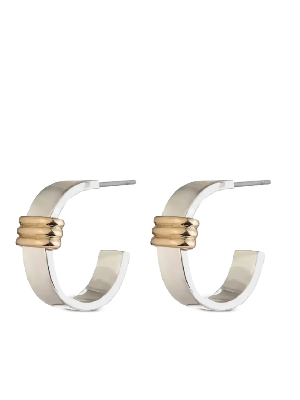 Lauren Ralph Lauren ribbed-detail half-hoop earrings - Argento