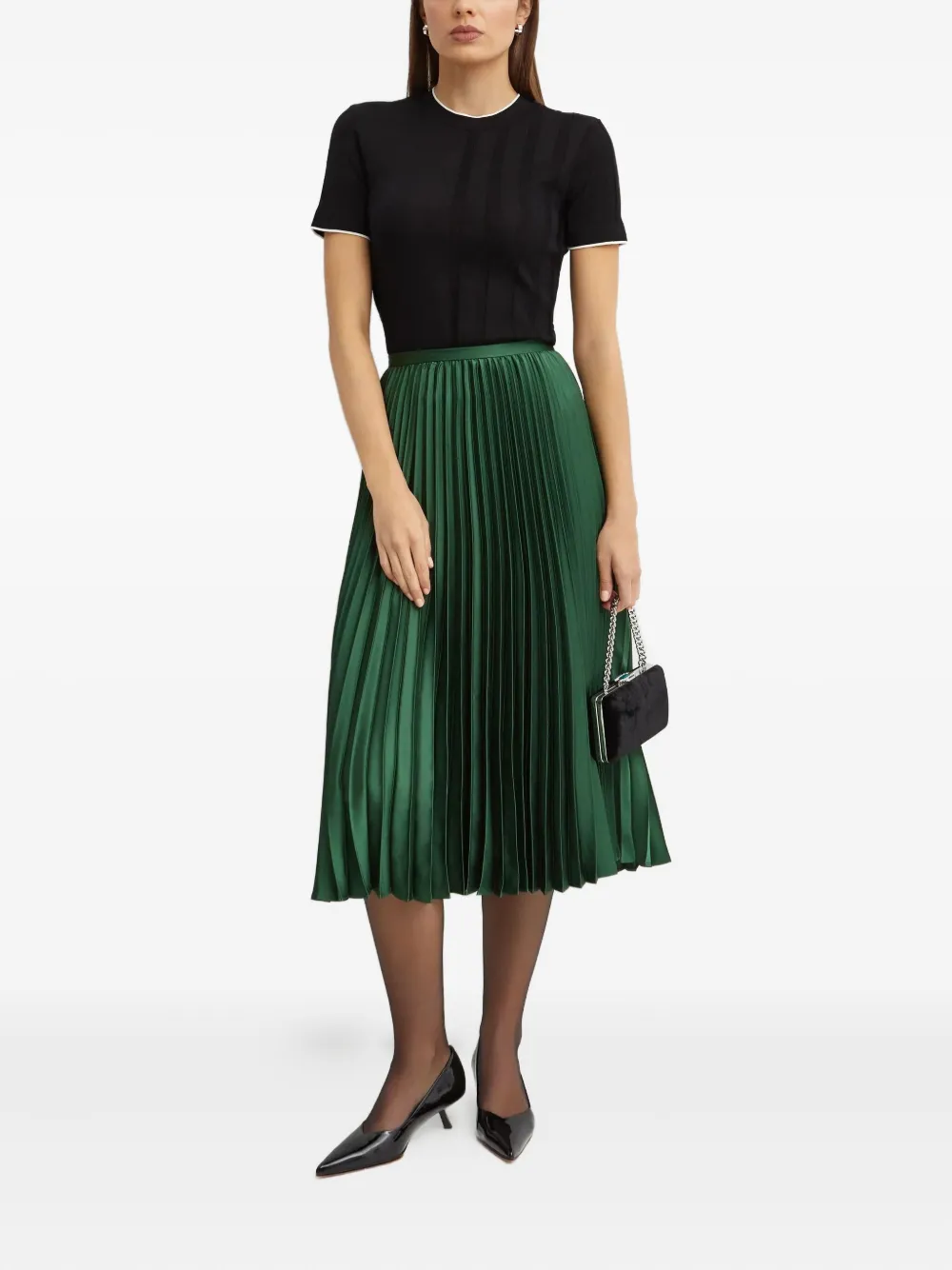 Ralph Lauren Pleated Midi Skirt In Green