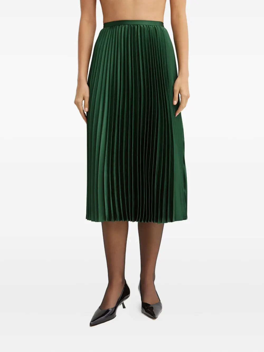 Ralph Lauren Pleated Midi Skirt In Green