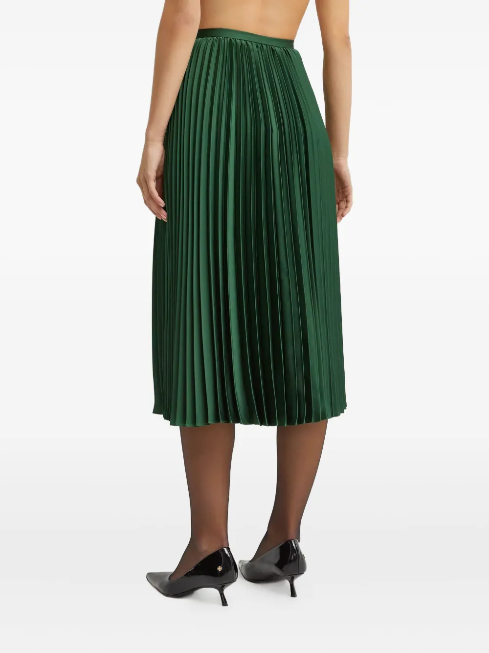 Ralph Lauren Pleated Midi Skirt In Green