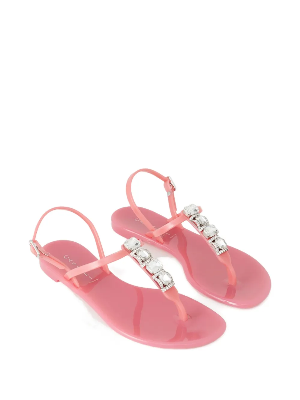 Casadei Crystal-embellished Thong-strap Sandals In Pink