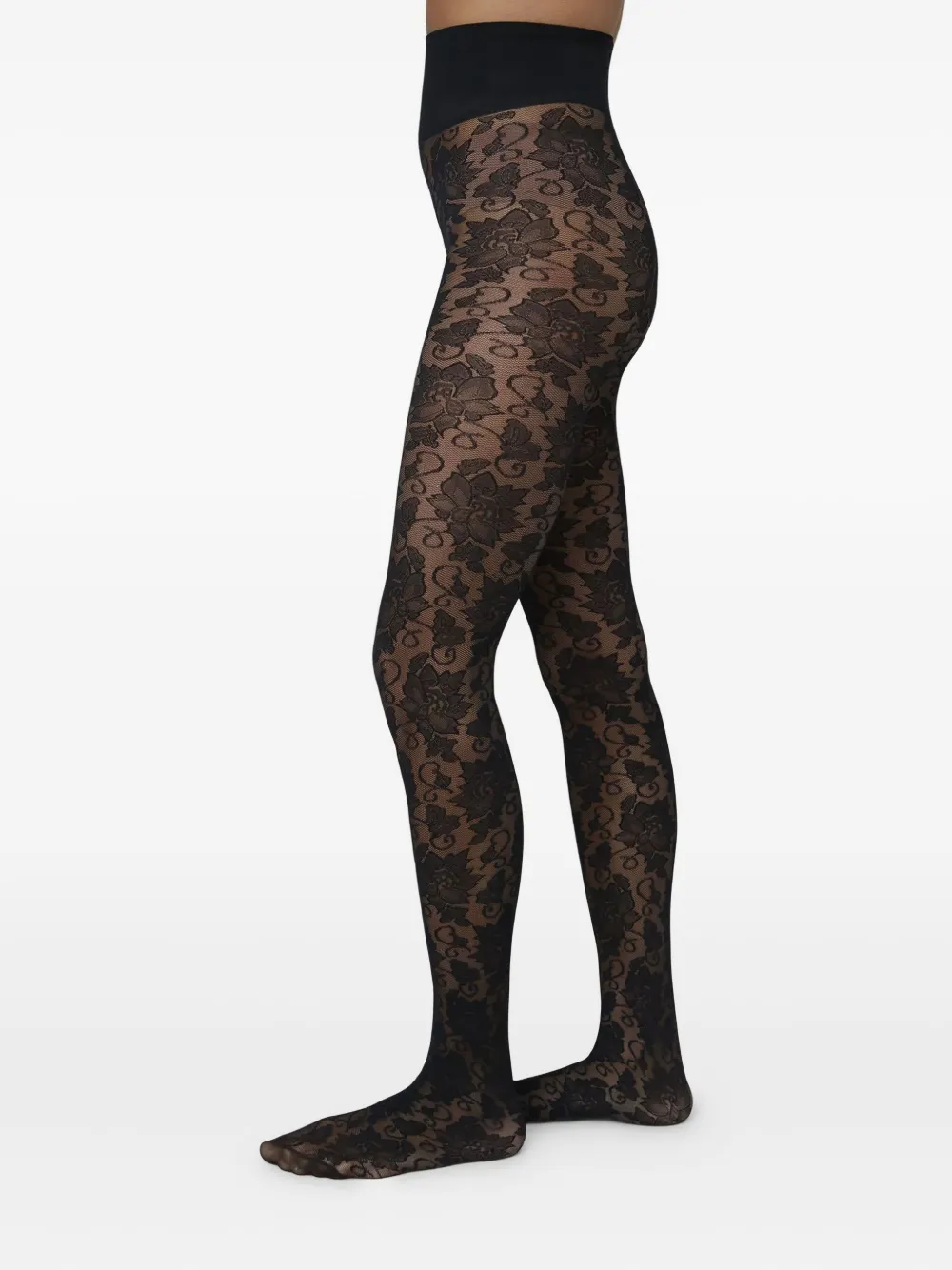 Swedish Stockings Lily Flower-lace Tights In Black