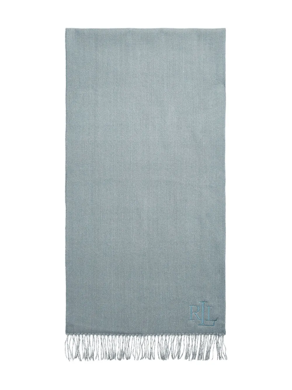 Ralph Lauren Logo-embroidered Fringed Scarf In Blue