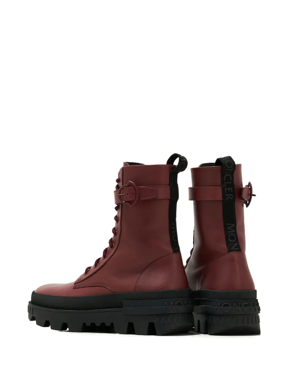 Moncler Carinne Lace-up Buckle Boots In Burgundy