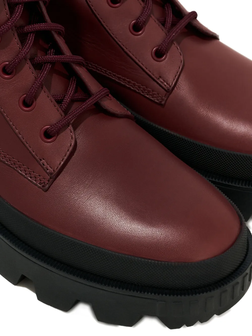 Moncler Carinne Lace-up Buckle Boots In Burgundy