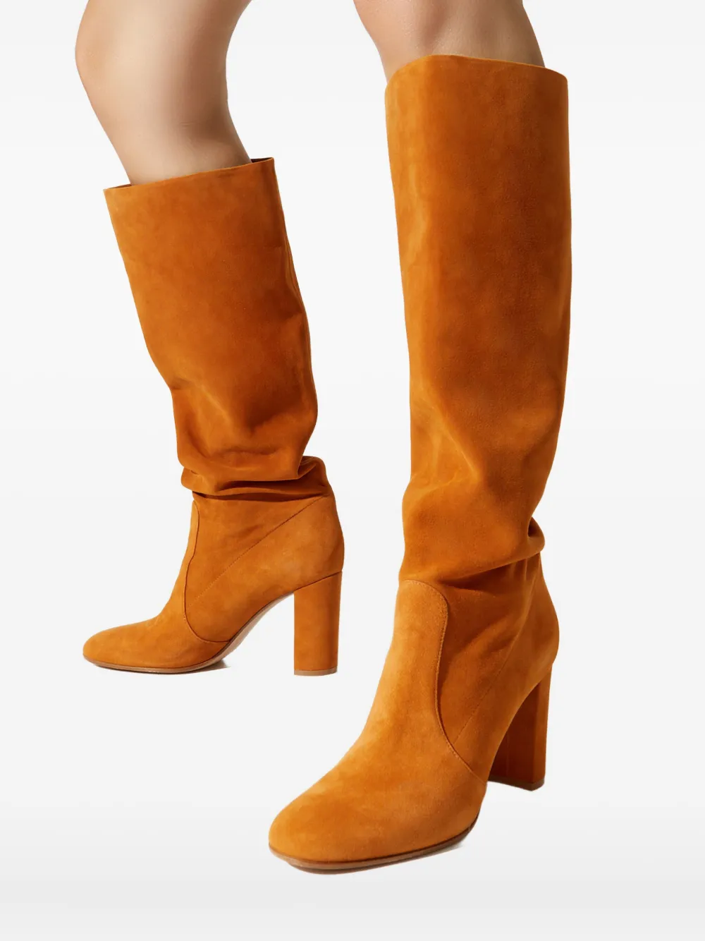 Gianvito Rossi 85mm Glen Block-heel Boots In Orange