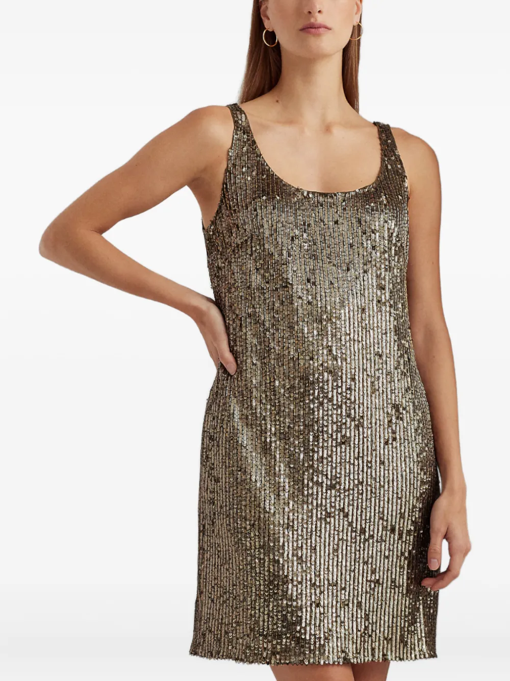 Ralph Lauren Sequined Mini Dress In Brown