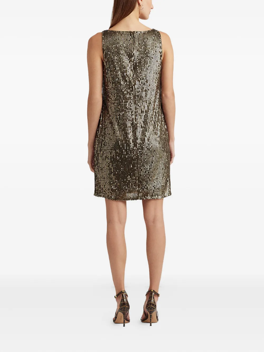 Ralph Lauren Sequined Mini Dress In Brown